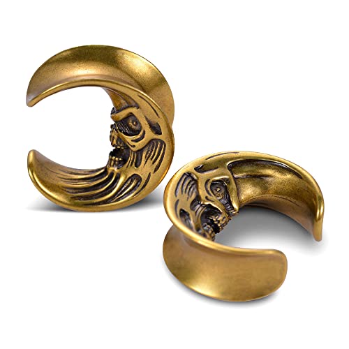 2PCS Moon Ear Gauges Ear Plugs and Tunnels Gauge for Ears Expander Piercing Gauge 10mm-25mm(00g-1")