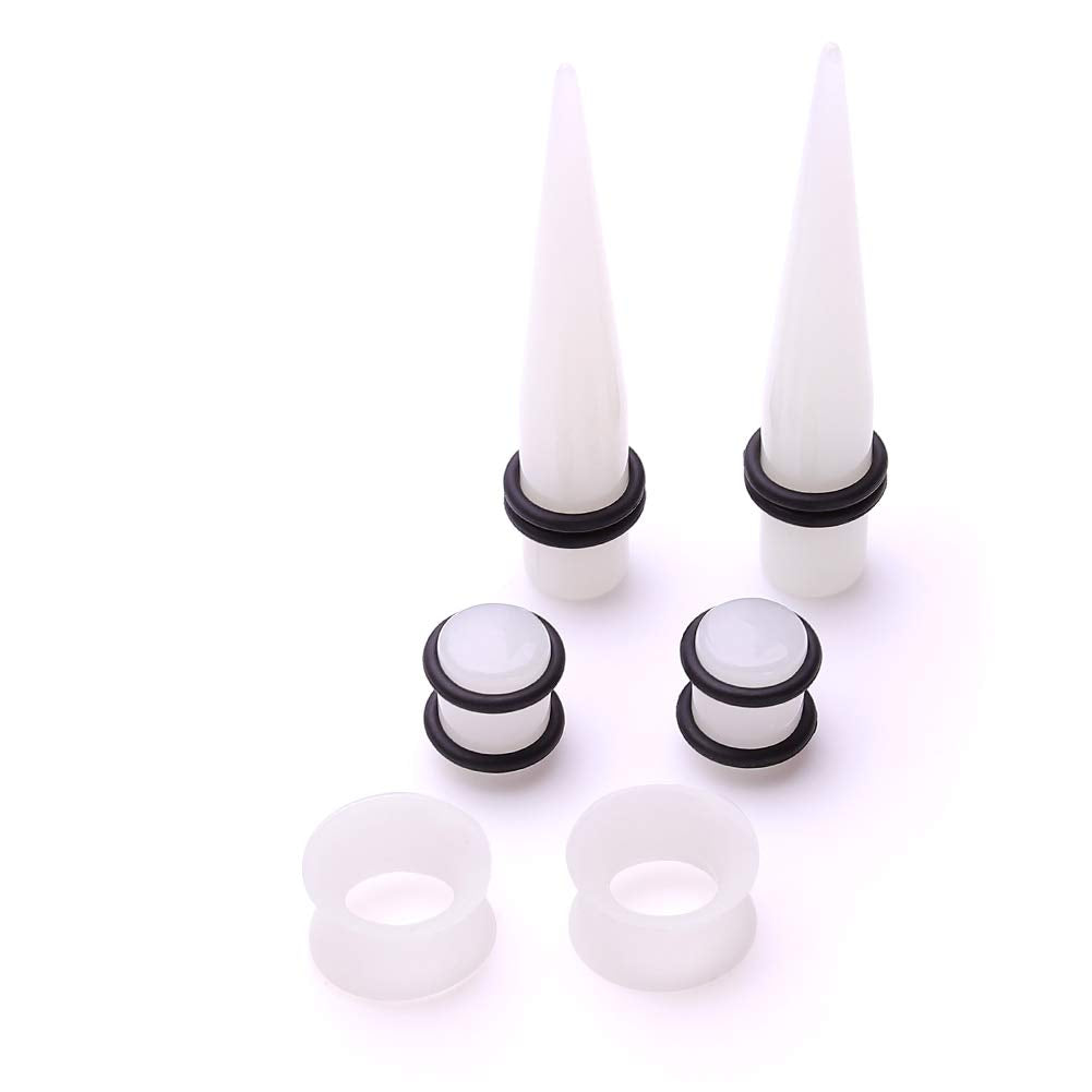 50 Pieces Ear Stretching Kit 14G-00G Acrylic Tapers and Plugs + Silicone Tunnels - Ear Gauges Expander Set Body Piercing Jewelry