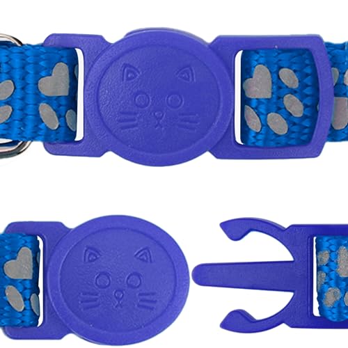 Taglory Reflective Cat Collars Breakaway with Bell, 2-Pack Girl Boy Pet Kitten Collar Adjustable 7.5-12.5 Inch, Green