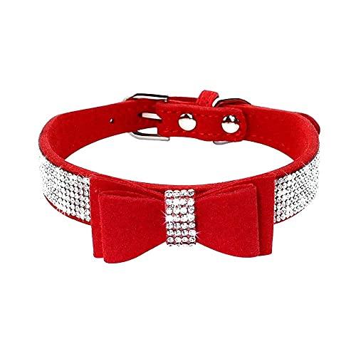 Rhinestone Dog Collar, Cute Dazzling Sparkling Soft Suede Leather Dog Cat Rhinestone Collar Crystal Diamond Pet Dog Puppy Collar (XS, Blue-1)