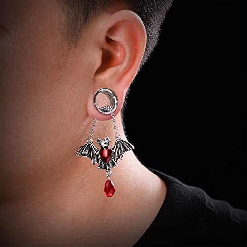 2PCS Stainless Steel Ear Gauges Tunnels Hollow Spider Bee Bat Chain Screw Fit For Men Women 6mm-25mm