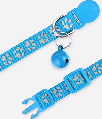 Taglory Reflective Cat Collars Breakaway with Bell, 2-Pack Girl Boy Pet Kitten Collar Adjustable 7.5-12.5 Inch, Green