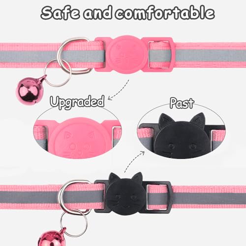 Taglory Reflective Cat Collars Breakaway with Bell, 2-Pack Girl Boy Pet Kitten Collar Adjustable 7.5-12.5 Inch, Green