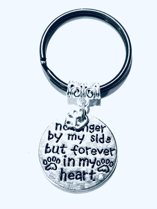 No longer by my side but forever in my heart Charm Keychain
