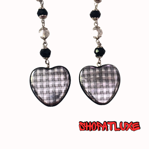 CHECKERBOARD HEART EARRINGS