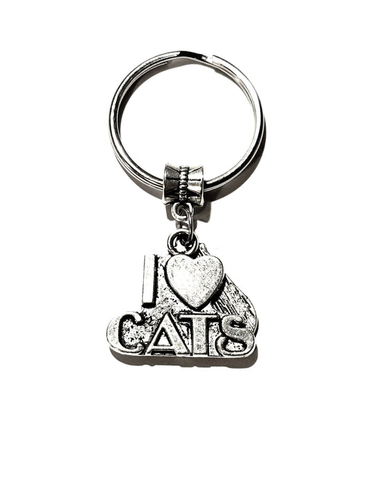 I Love Cats Dual Charm Keychain