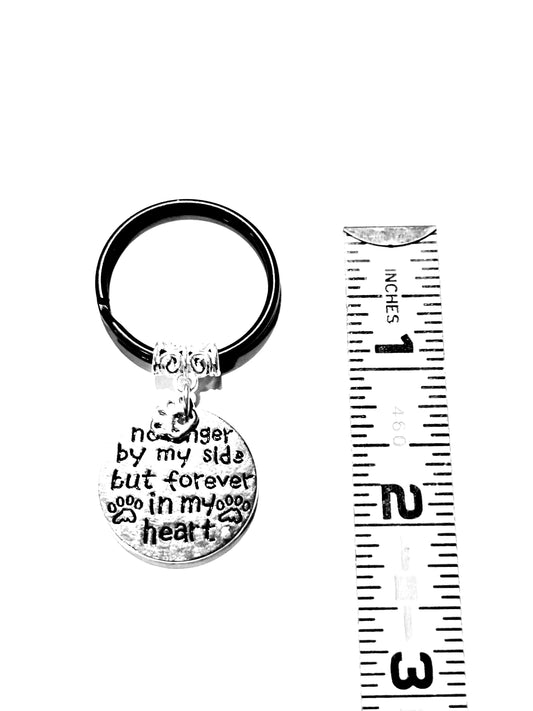 No longer by my side but forever in my heart Charm Keychain