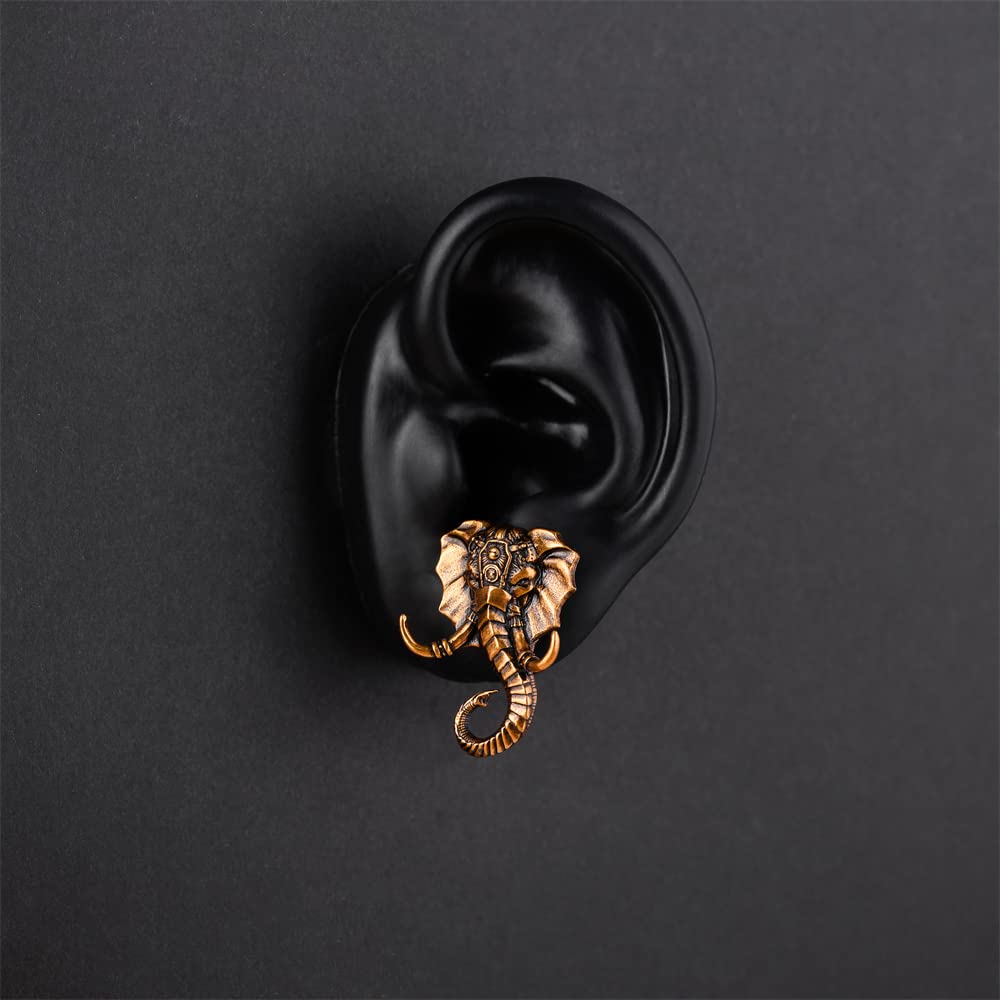 1 Pair Retro Ear Gauges Screw Fit Plug Flesh Tunnels Cat Fox Elephant Stretcher Earrings Hanger Expander Piercing Jewelry 8mm-25mm