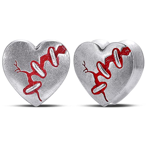 2PCS Ear Gauges Double Flared Plugs Sweet Cool Ear Stretcher Expander Heart Shape Gauge Earrings For Women Cute Piercings 0g-1"