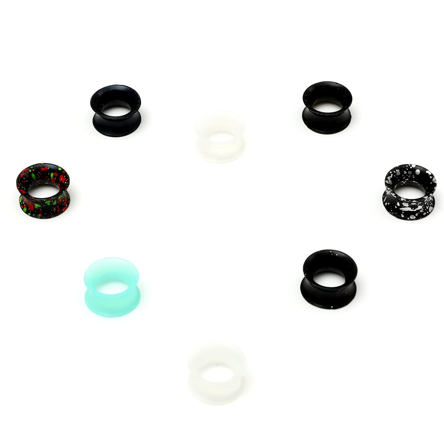 WBRWP 48/32/24/22/20/16/12pcs Ear Tunnels and Plugs - Double Flared Hollow Hard/Soft Silicone Ear Gauges - Ear Expander Stretcher Body Piercing Jewelry 8g-1"