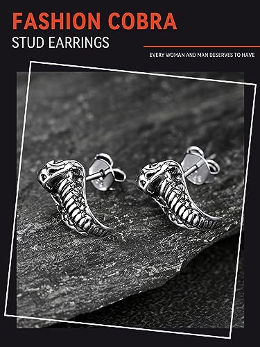 FaithHeart Dragon/Dinosaur/Snake Hoop Earrings for Men, Sturdy Stainless Steel Punk Biker Animals Hypoallergenic Jewelry, Gift Box