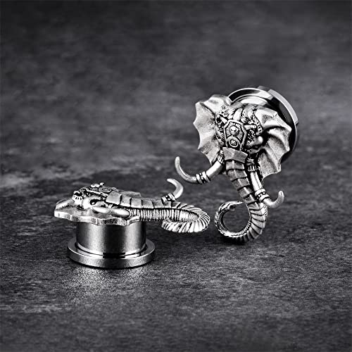 1 Pair Retro Ear Gauges Screw Fit Plug Flesh Tunnels Cat Fox Elephant Stretcher Earrings Hanger Expander Piercing Jewelry 8mm-25mm