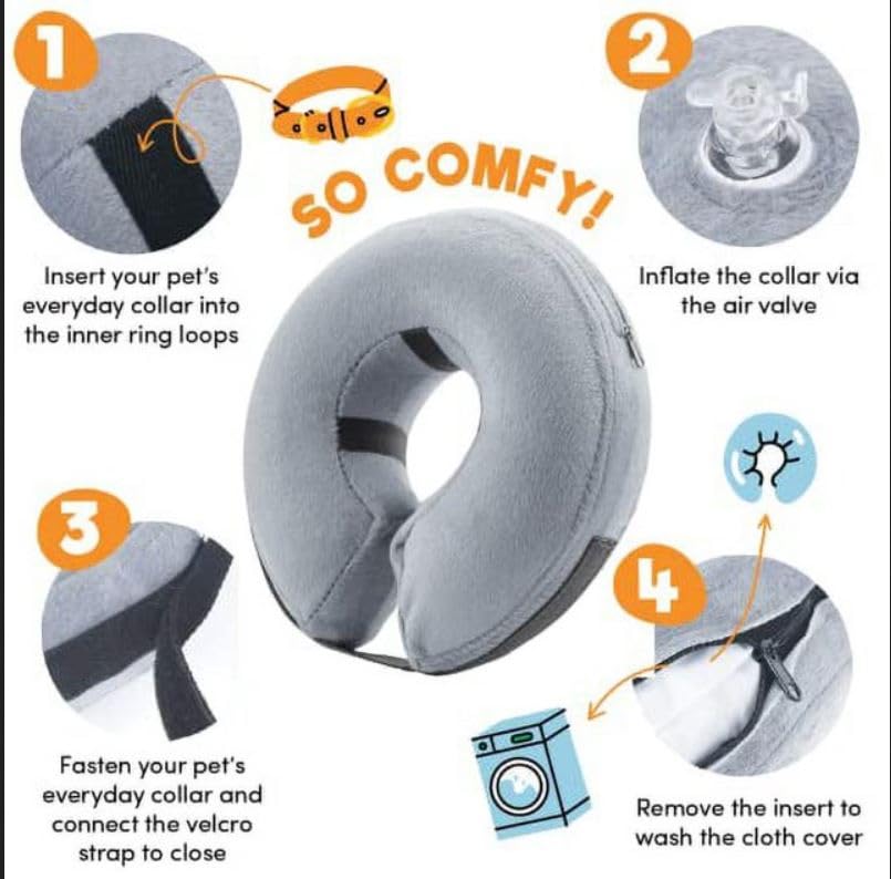 BENCMATE Protective Inflatable Collar for Dogs and Cats - Soft Pet Recovery Collar Does Not Block Vision E-Collar (X-Large, Blue)