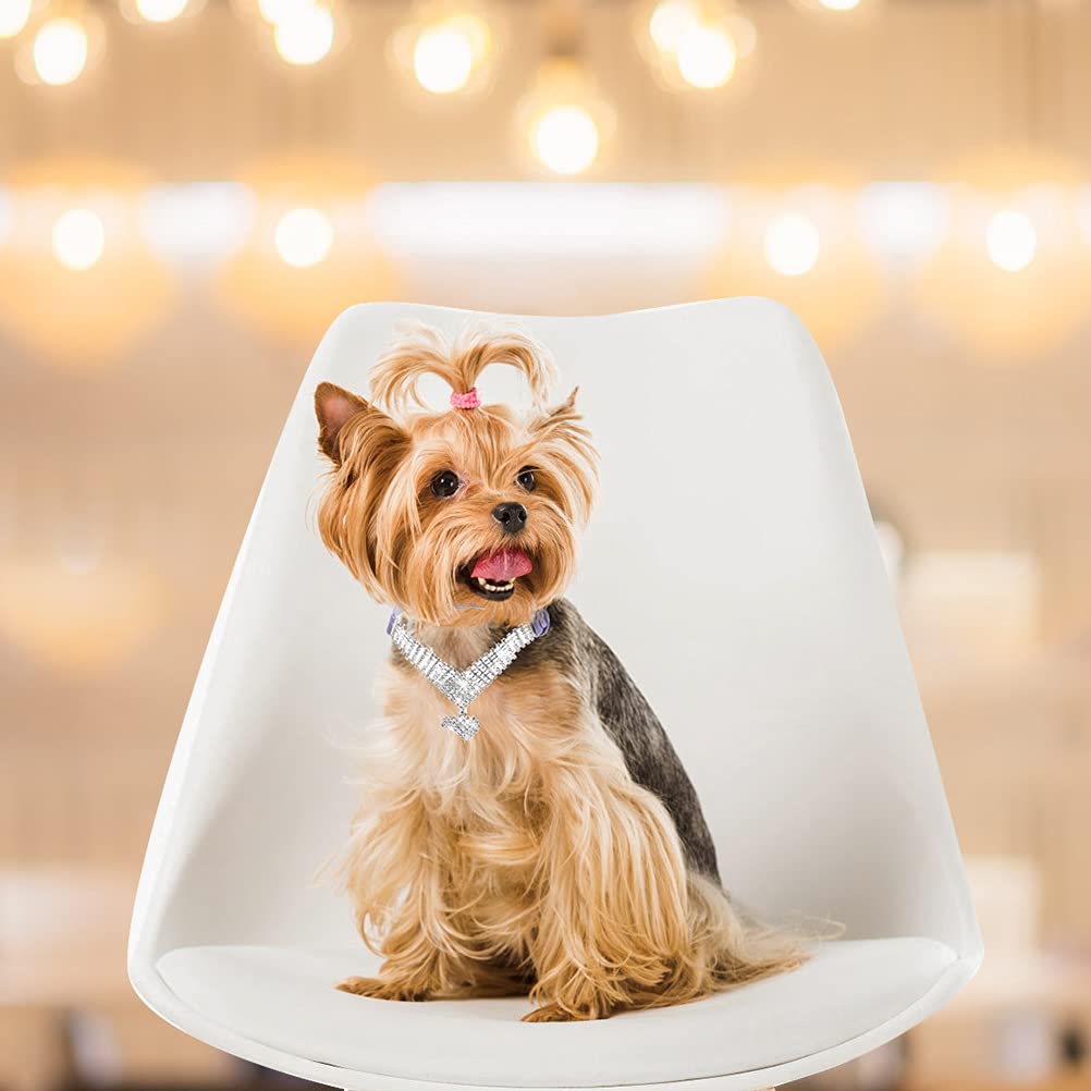 EXPAWLORER Dog Collar Rhinestone Necklace - Cute Sparkling Pet Collar for Girl Dogs and Cats, Soft Crystal Cat Collar Neck Decoration, Adjustable for Small Medium Large Breed Sizes, Pink XS