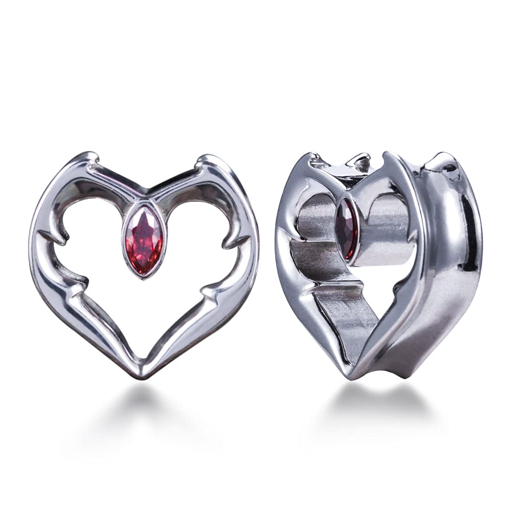 2PCS Ear Gauges Double Flared Plugs Sweet Cool Ear Stretcher Expander Heart Shape Gauge Earrings For Women Cute Piercings 0g-1"