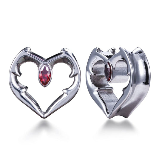 2PCS Ear Gauges Double Flared Plugs Sweet Cool Ear Stretcher Expander Heart Shape Gauge Earrings For Women Cute Piercings 0g-1"