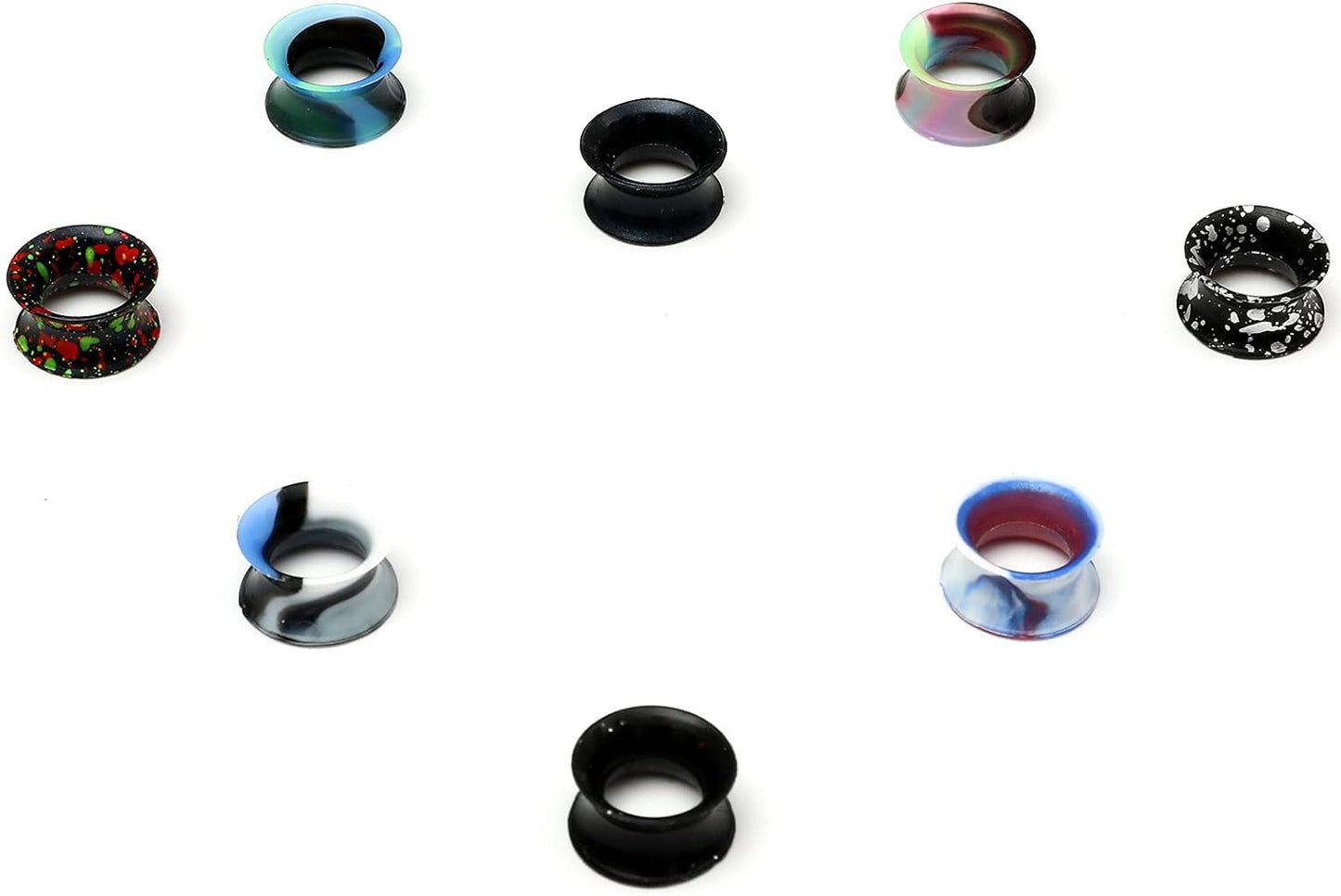 WBRWP 48/32/24/22/20/16/12pcs Ear Tunnels and Plugs - Double Flared Hollow Hard/Soft Silicone Ear Gauges - Ear Expander Stretcher Body Piercing Jewelry 8g-1"