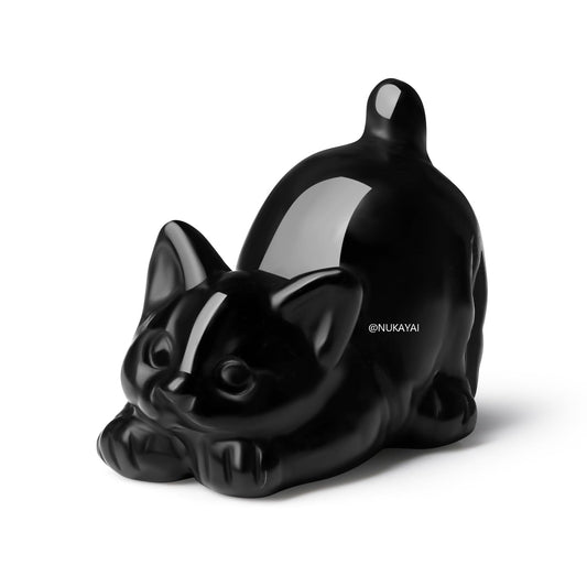 Black Obsidian Cat Statue Crystals and Healing Stones Cat Carved Room Home Decor Figurines for Office Lazy Sculpture Stone Crystal Desk Cute Art Decoration Gemstones Gifts for Cat Lovers Women