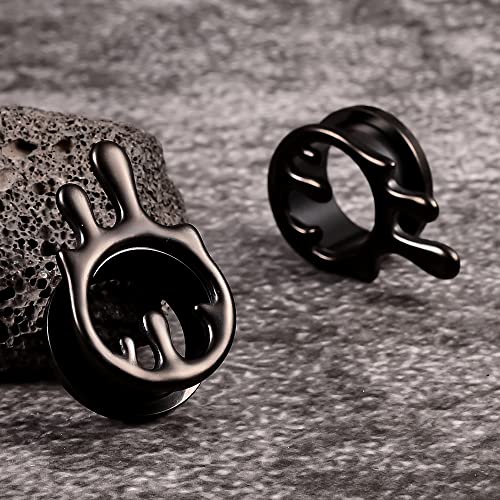 2PCS Cool Water Drops Ear Tunnels Plugs 316 Stainless Steel Ear Gauges Hypoallergenic Earring Expanders for Stretched Piercing Body Jewelry