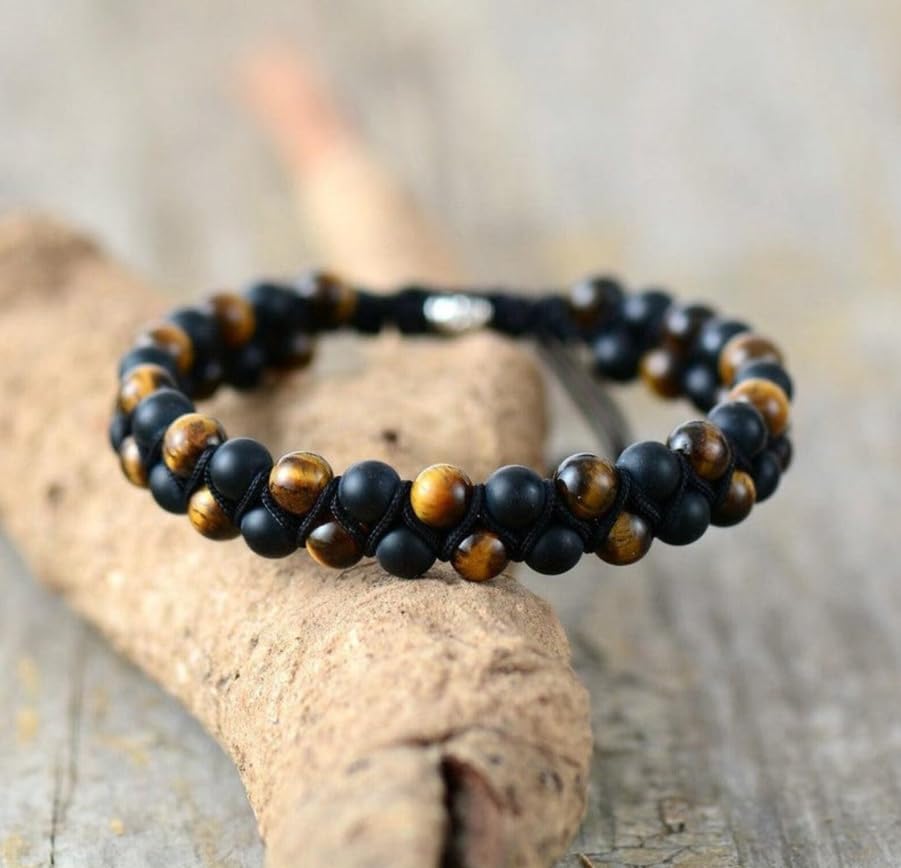 Black Obsidian Hematite Triple Protection Bracelet 10MM beads Set, Blue Tiger Eye Beads Bracelets, Lava Stone bracelets for Men Women