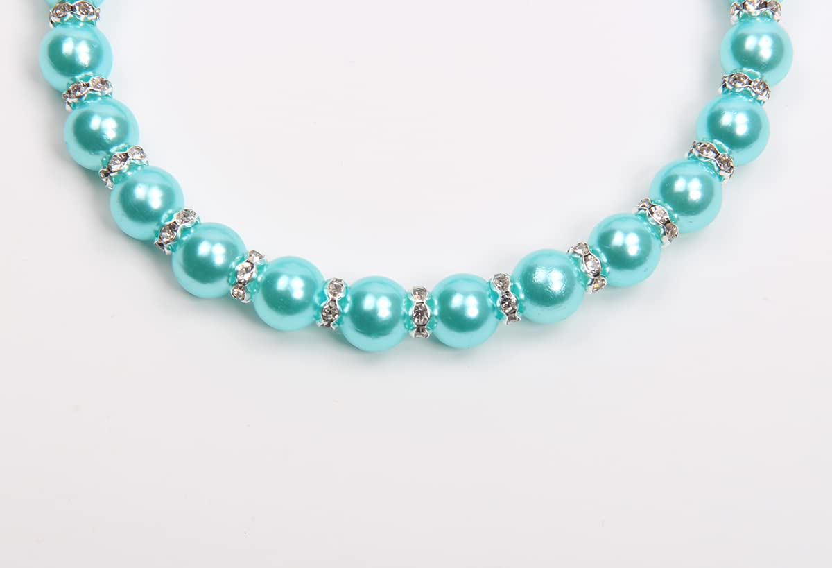 Dog Cat Pearls Necklace Collar with Bling Accessories and Ribbon Bow Pet Puppy Jewelry for Female Dogs Cats Small Medium (XL, Pink)