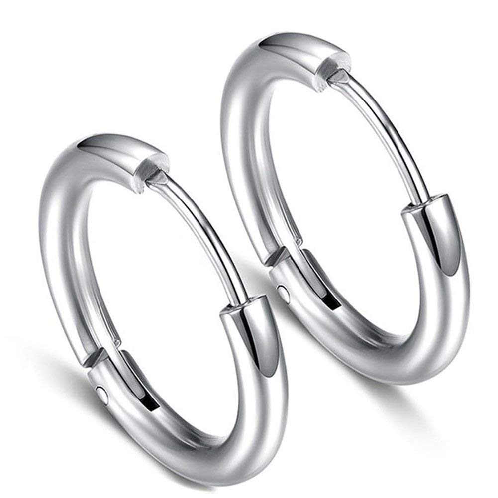 316L Surgical Stainless Steel Huggie Hoop Earrings 6mm 8mm 10mm 11mm 12mm 14mm Hypoallergenic Earrings Hoop Cartilage Helix Lobes Hinged Sleeper Earrings For Men Women Girls