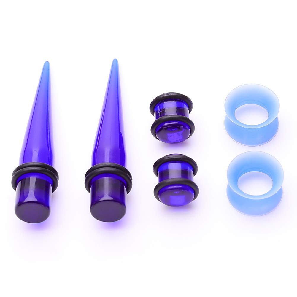 50 Pieces Ear Stretching Kit 14G-00G Acrylic Tapers and Plugs + Silicone Tunnels - Ear Gauges Expander Set Body Piercing Jewelry