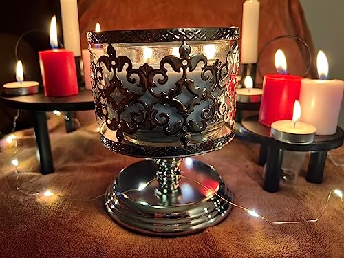 3-Wick Candle Holder Two Color Option Suitable for Large Candle Elegant and Beautiful Home Decor (Gold)