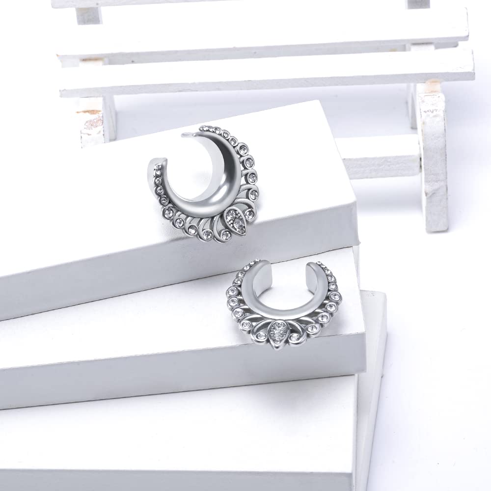 2PCS Moon Ear Gauges Ear Plugs and Tunnels Gauge for Ears Expander Piercing Gauge 10mm-25mm(00g-1")