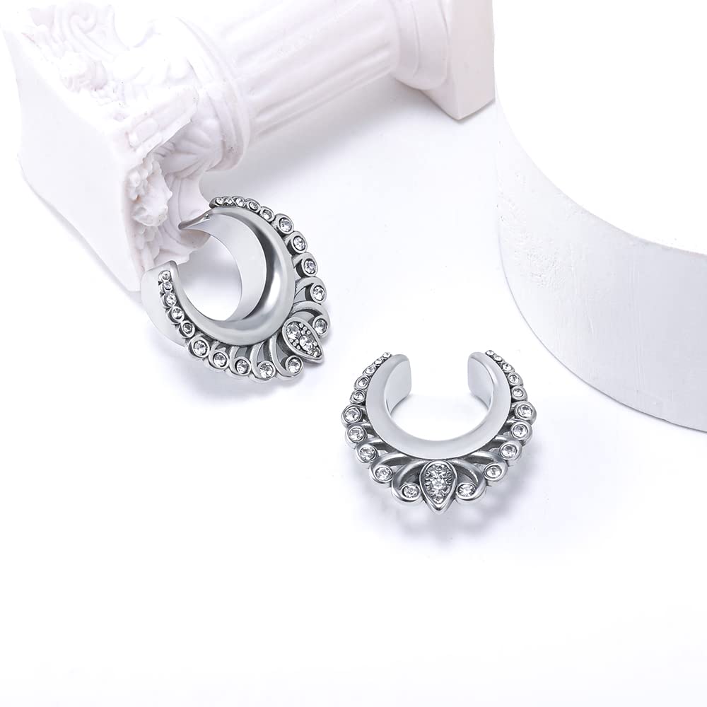 2PCS Moon Ear Gauges Ear Plugs and Tunnels Gauge for Ears Expander Piercing Gauge 10mm-25mm(00g-1")