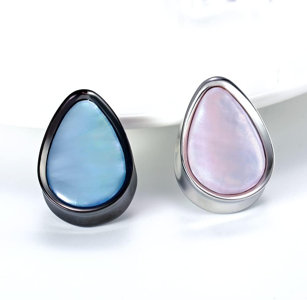 Surgical Steel Teardrop Zircon Double Flared Ear Tunnels and Plugs Stretcher Expander Sold As Pair Gauge 8mm-25mm