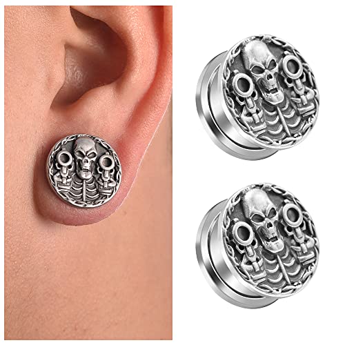 1 Pair Stainless Steel Dragon Head Ear Gauges Tunnels Jewelry For Man For Woman Body Piercing Jewelry 2g-1/2 Inch Stretcher Plugs