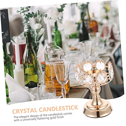 Alipis Crystal Candle Holder Candle Holder Centerpiece Candle Holder Rhinestone Metal Candle Gold Candlestick Holder Candle Holder Crystal 3 Wick Candle Holder Crafts Iron Banquet Fashion