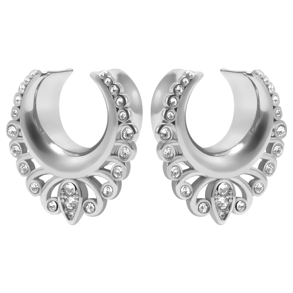 2PCS Moon Ear Gauges Ear Plugs and Tunnels Gauge for Ears Expander Piercing Gauge 10mm-25mm(00g-1")