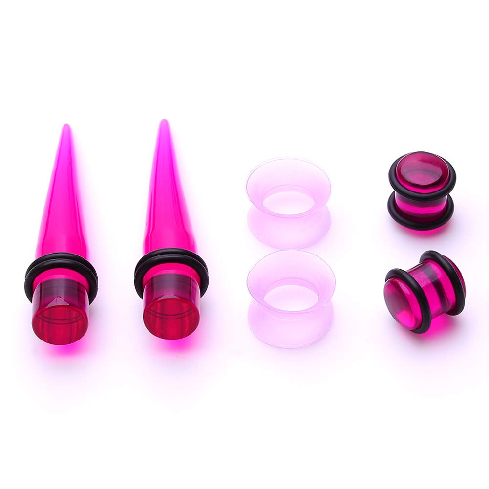 50 Pieces Ear Stretching Kit 14G-00G Acrylic Tapers and Plugs + Silicone Tunnels - Ear Gauges Expander Set Body Piercing Jewelry
