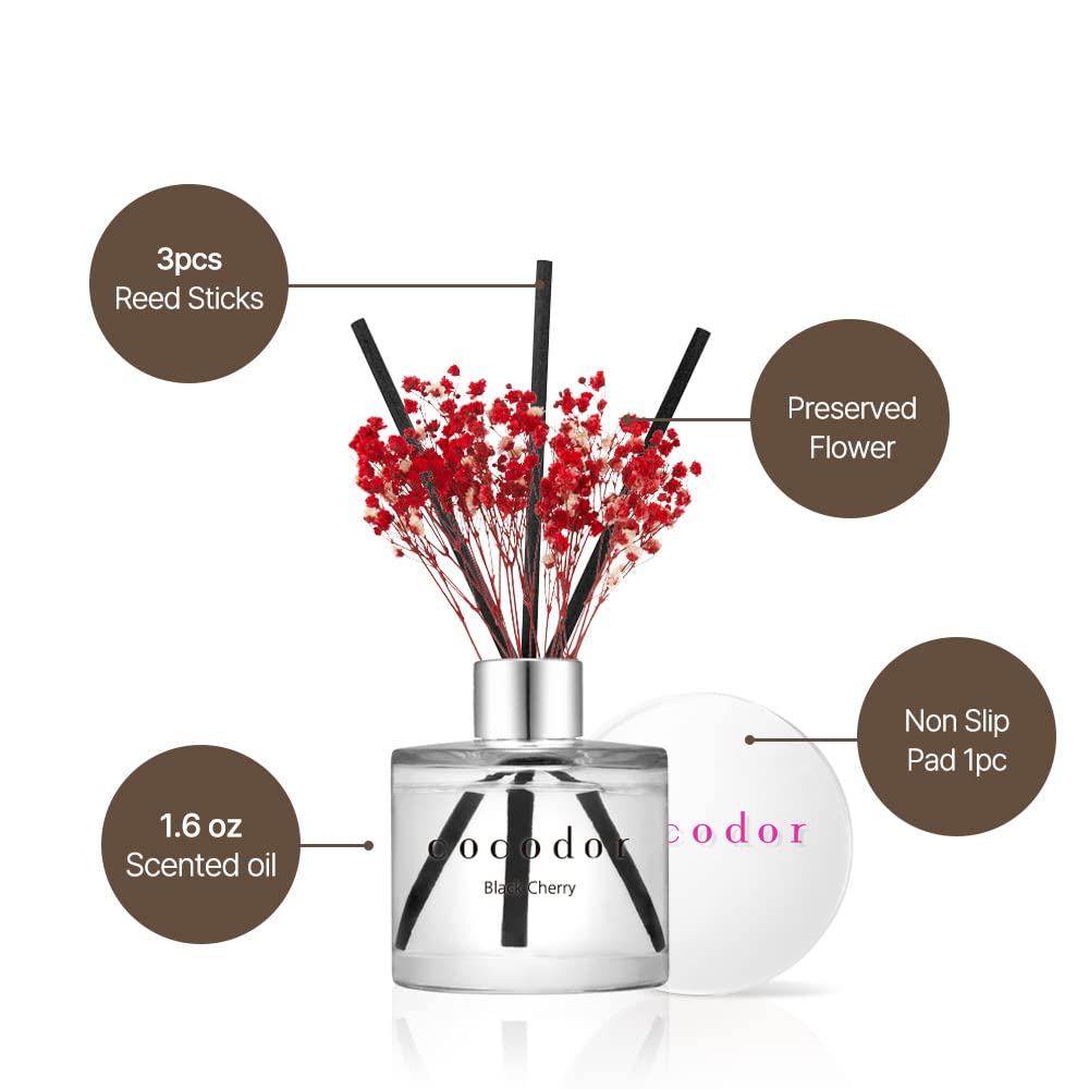 COCODOR Preserved Flower Reed Oil Diffuser/White Jasmine/6.7oz(200ml)/1 Pack/Home & Office Decor Aromatherapy Diffuser Oil Gift Set