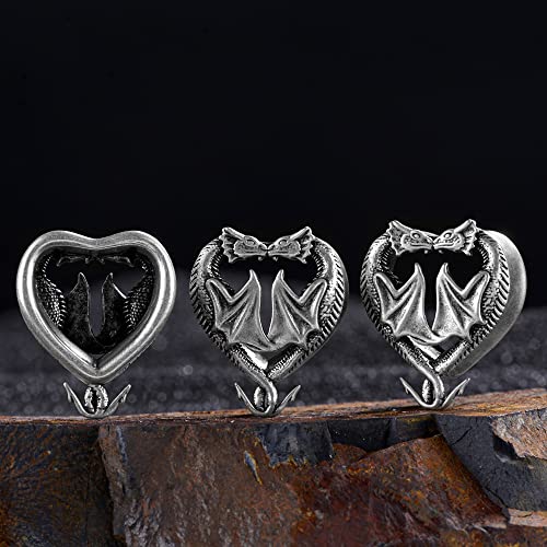 2PCS Stainless Steel 316L Punk Vintage Cross Skull Gauge For Ears Expander Stretcher Ear Tunnels Upgrade Saddle Plugs Double Flared Guage For Women Men 0g-1"