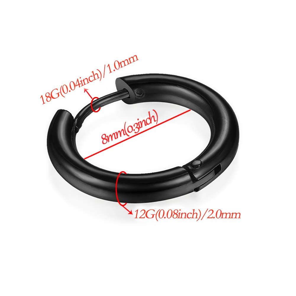 316L Surgical Stainless Steel Huggie Hoop Earrings 6mm 8mm 10mm 11mm 12mm 14mm Hypoallergenic Earrings Hoop Cartilage Helix Lobes Hinged Sleeper Earrings For Men Women Girls