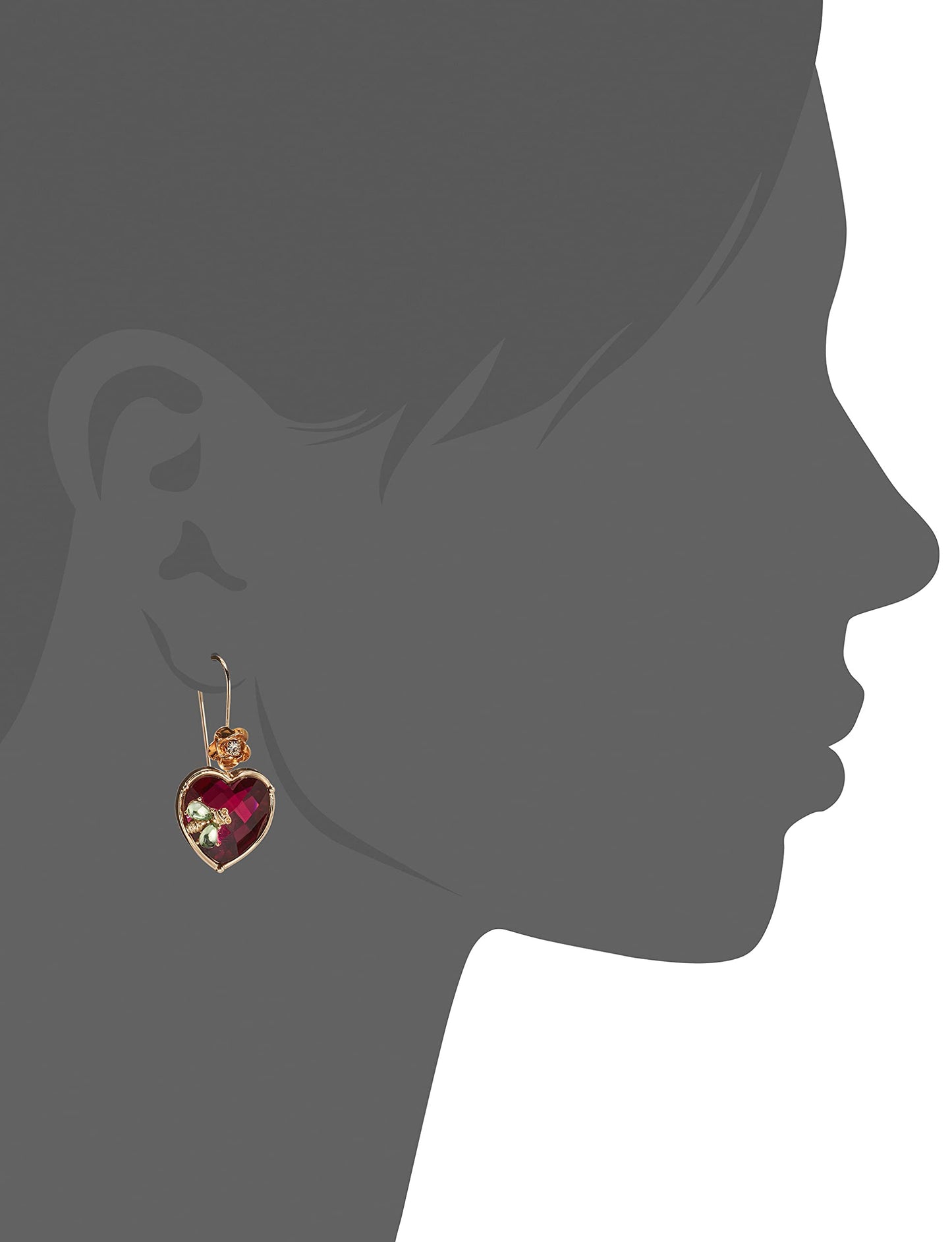 Betsey Johnson Womens Stone Heart Dangle Earrings