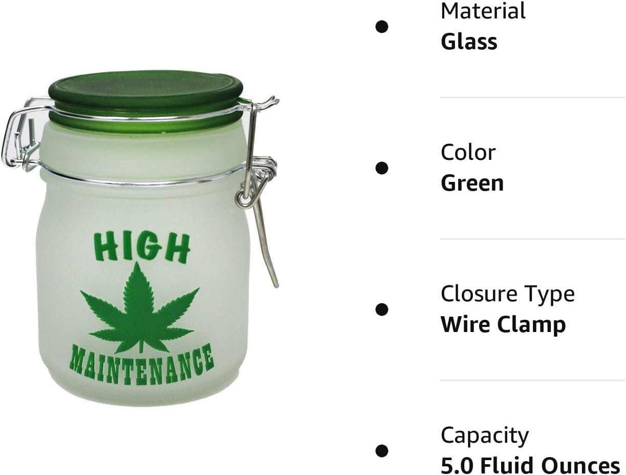 Airtight Glass Storage Jar Medium 3.75" Tall (Frosted Hi Maintenance)