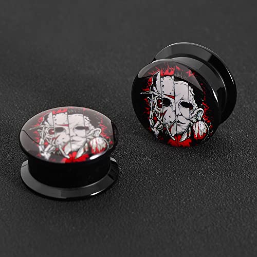 1 Pair Acrylic Solid Screw On Ear Plugs Tunnels Santa Muerte Death Goodness Resin Allergy Free Stretcher For Women Men Body Piercing Jewelry