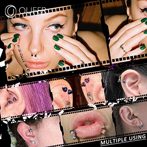 OUFER 316L Surgical Steel Circular Earrings Two White Opals Surrounded by Dragon Claws Cartilage Earing Ear Body Piercing Jewelry Helix Earrings Piercing…