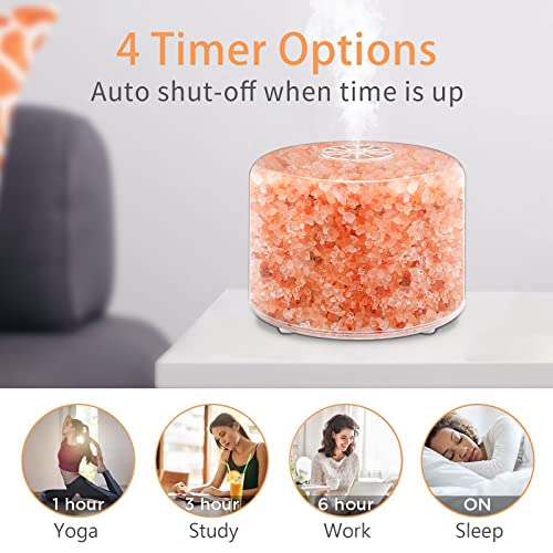 Essential Oil Diffuser, Aromatherapy Diffuser Himalayan Pink Salt Crystal, Diffusers for Essential Oils with 7 Color Lights 2 Mist Mode, Reduce Noise Design for Baby Room 120ml