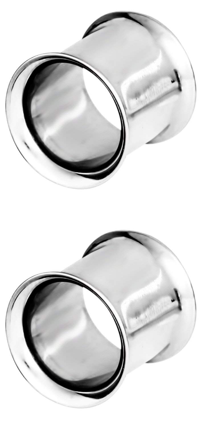 Forbidden Body Jewelry Ear Gauges, Ear Tunnels, Tunnels For Ears, 12G-2 Inch Surgical Steel Mirror Finish Double Flared Tunnel Plug Earrings (Sold in Pairs)
