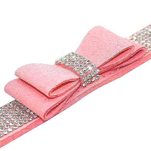 Rhinestone Dog Collar, Cute Dazzling Sparkling Soft Suede Leather Dog Cat Rhinestone Collar Crystal Diamond Pet Dog Puppy Collar (XS, Blue-1)