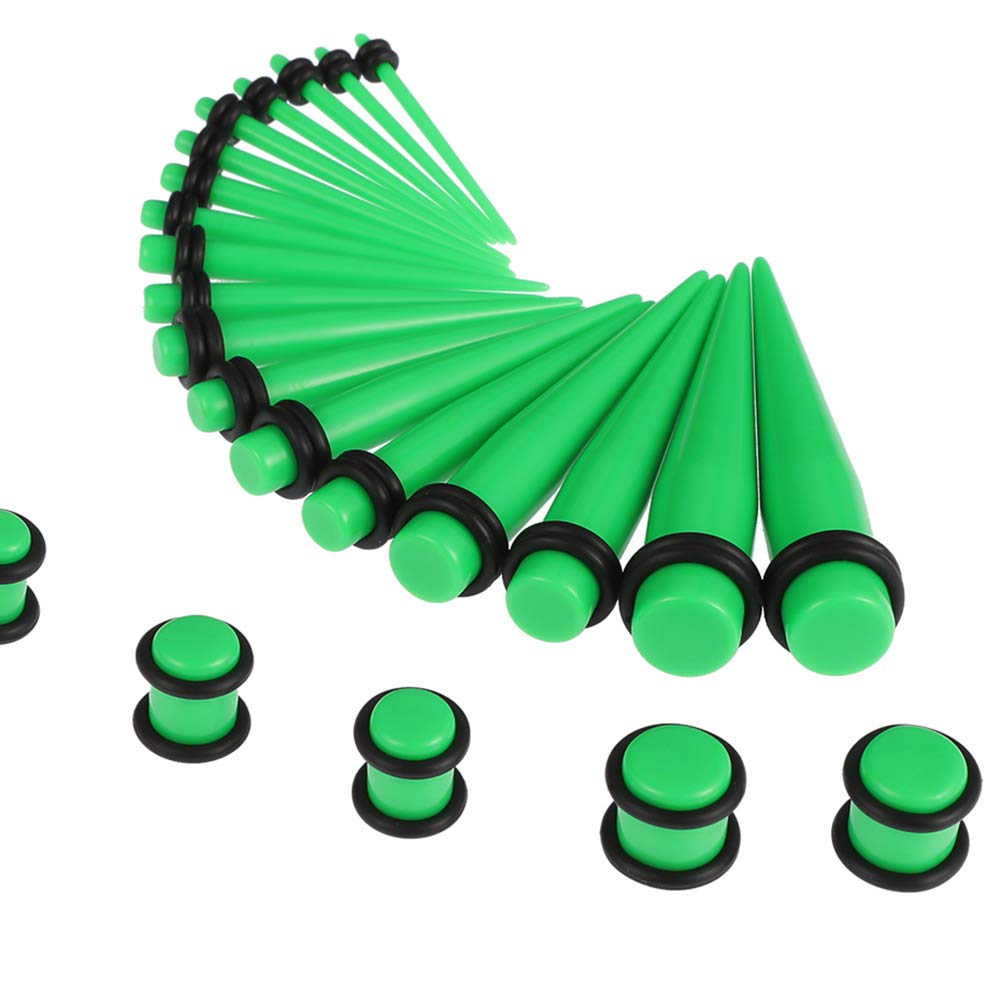 50 Pieces Ear Stretching Kit 14G-00G Acrylic Tapers and Plugs + Silicone Tunnels - Ear Gauges Expander Set Body Piercing Jewelry