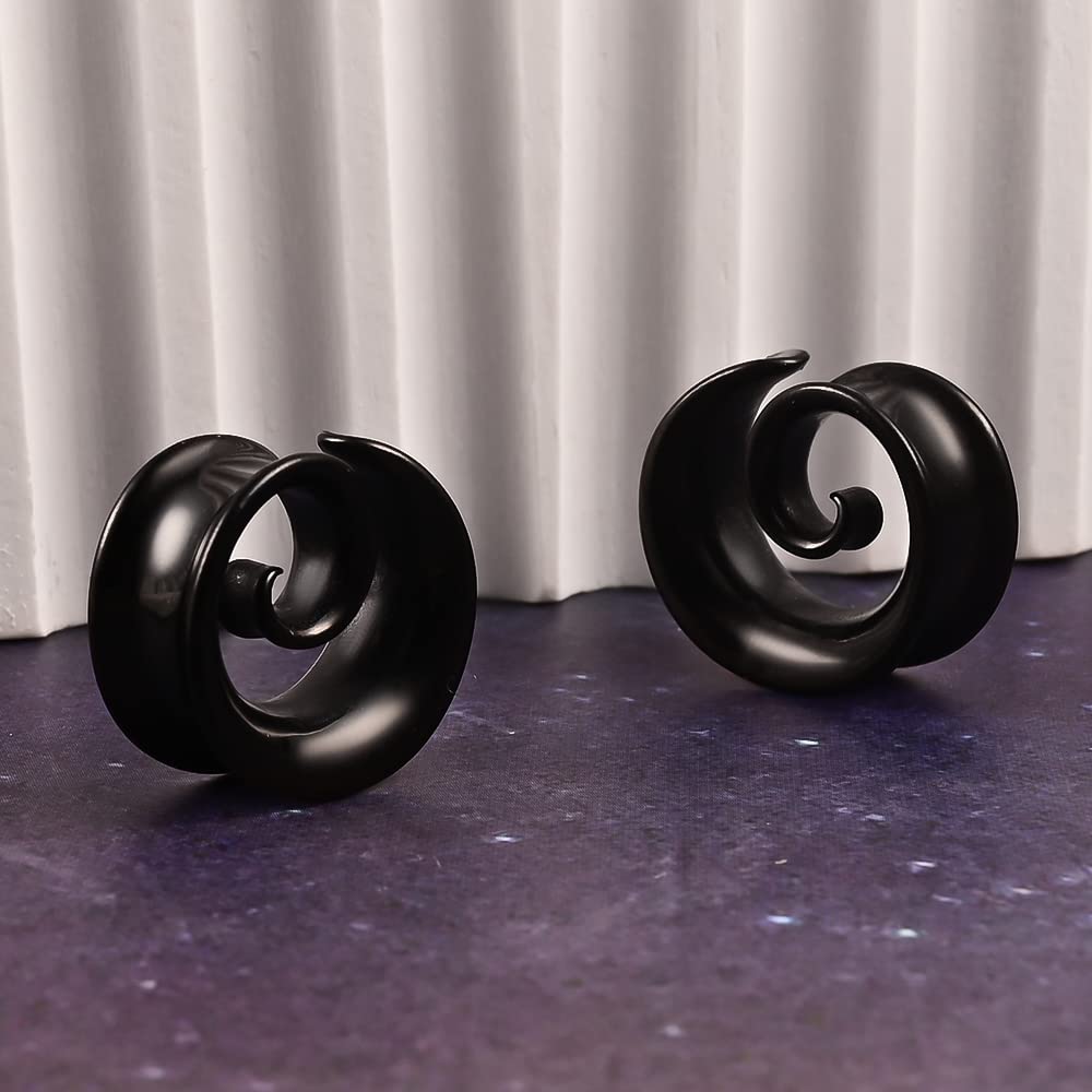 2PCS Spiral Saddle Ear Tunnels Plugs 316 Stainless Steel Ear Gauges Hypoallergenic Earrings Expander Stretcher Piercing Body Jewelry 0g-1"(8mm-25mm)