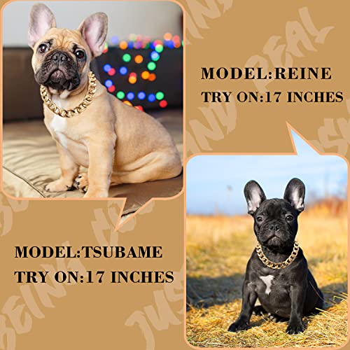 18K Gold Plated Dog Chain Collar-3/4 Inch (20mm) Width Cuban Link Durable Dog Necklace, Cute Fashion Pet Collar for Pit Bulldog, Light Metal Jewelry Bold Chain Puppy Accessories (26 inch, Gold)