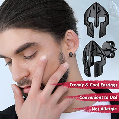 FaithHeart Spartan Helmet Stud Earrings for Men Women, Stainless Steel/18K Gold Plated Greece Jewelry with Delicate Gift Packaging