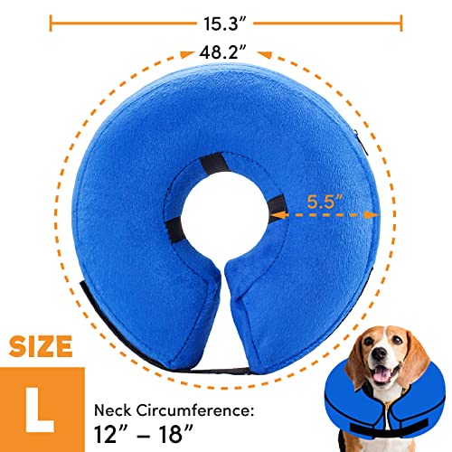 BENCMATE Protective Inflatable Collar for Dogs and Cats - Soft Pet Recovery Collar Does Not Block Vision E-Collar (X-Large, Blue)